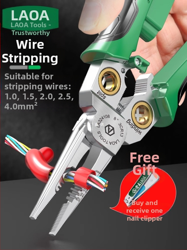 8-u-1 električarske kliješta s mjerenjem napona, skidanje izolacije, rezanje vodiča i krimpanje