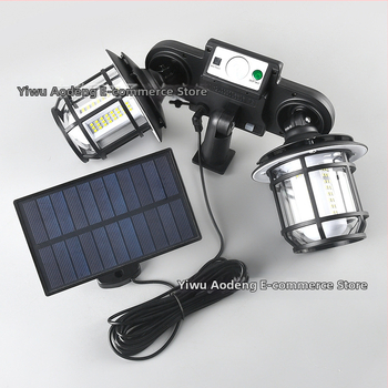 Ηλιακό φωτιστικό εδάφους με διπλή κεφαλή, ρετρό σχεδίαση, αισθητήρας κίνησης, τηλεχειριστήριο, IP65, COB/LED