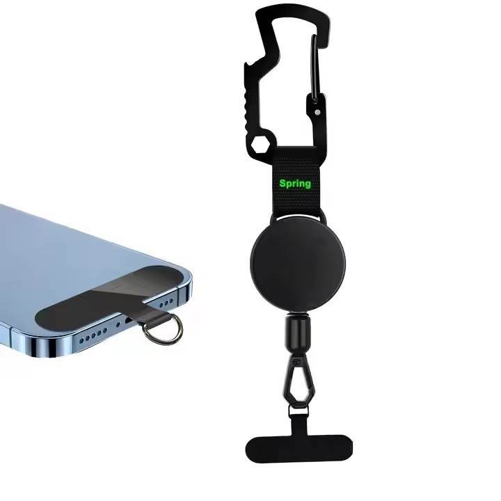 Spring αναδιπλούμενο στήριγμα τηλεφώνου κατά της κλοπής, κατασκευή από κράμα + πλαστικό και ανοξείδωτο χάλυβα, ικανότητα φόρτωσης περίπου 200 g, τηλεσκοπικό μήκος 650, δυνατότητα εκτύπωσης λογότυπου.