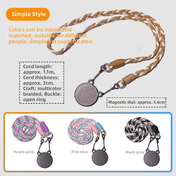 Телефонна висулка с магнитен държател – двуцветен дизайн, MagSafe съвместим, тъкан шнур за носене на врата и кръстосано презрамване