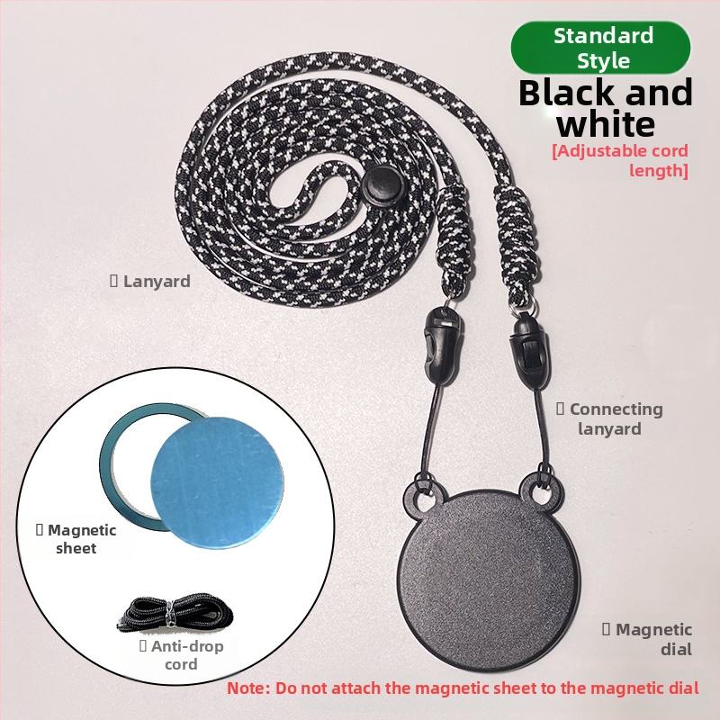 Pandantiv magnetic pentru telefon – două culori, compatibil MagSafe, șnur țesut pentru gât