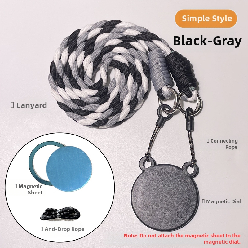 Pandantiv magnetic pentru telefon – două culori, compatibil MagSafe, șnur țesut pentru gât