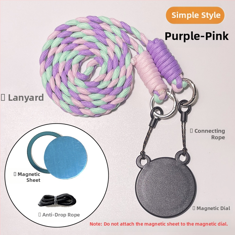 Pandantiv magnetic pentru telefon – două culori, compatibil MagSafe, șnur țesut pentru gât
