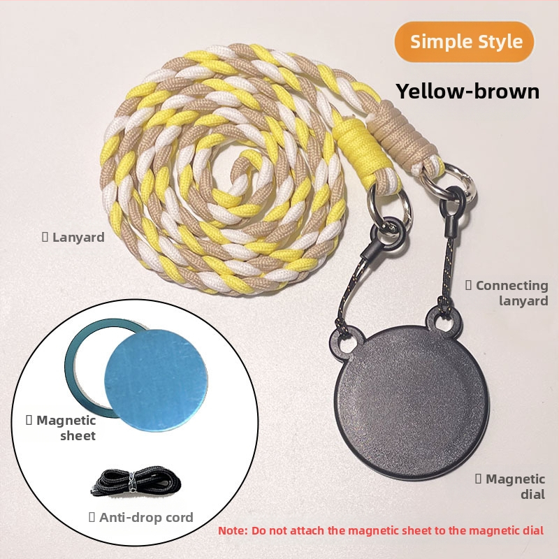 Pandantiv magnetic pentru telefon – două culori, compatibil MagSafe, șnur țesut pentru gât