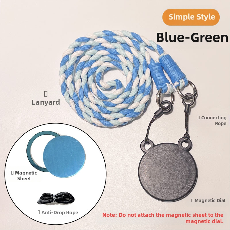 Pandantiv magnetic pentru telefon – două culori, compatibil MagSafe, șnur țesut pentru gât