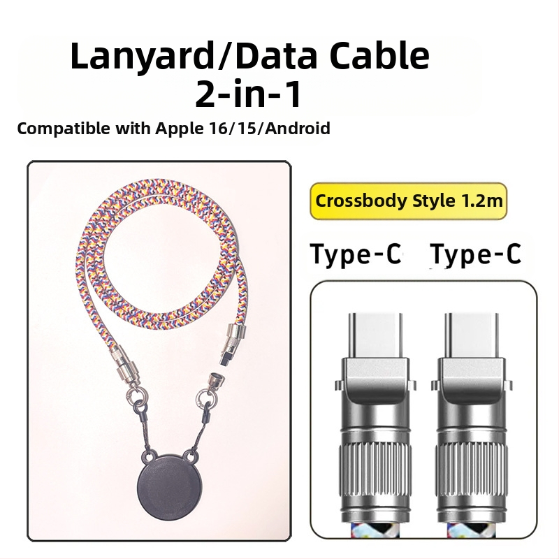 Pandantiv magnetic pentru telefon – două culori, compatibil MagSafe, șnur țesut pentru gât