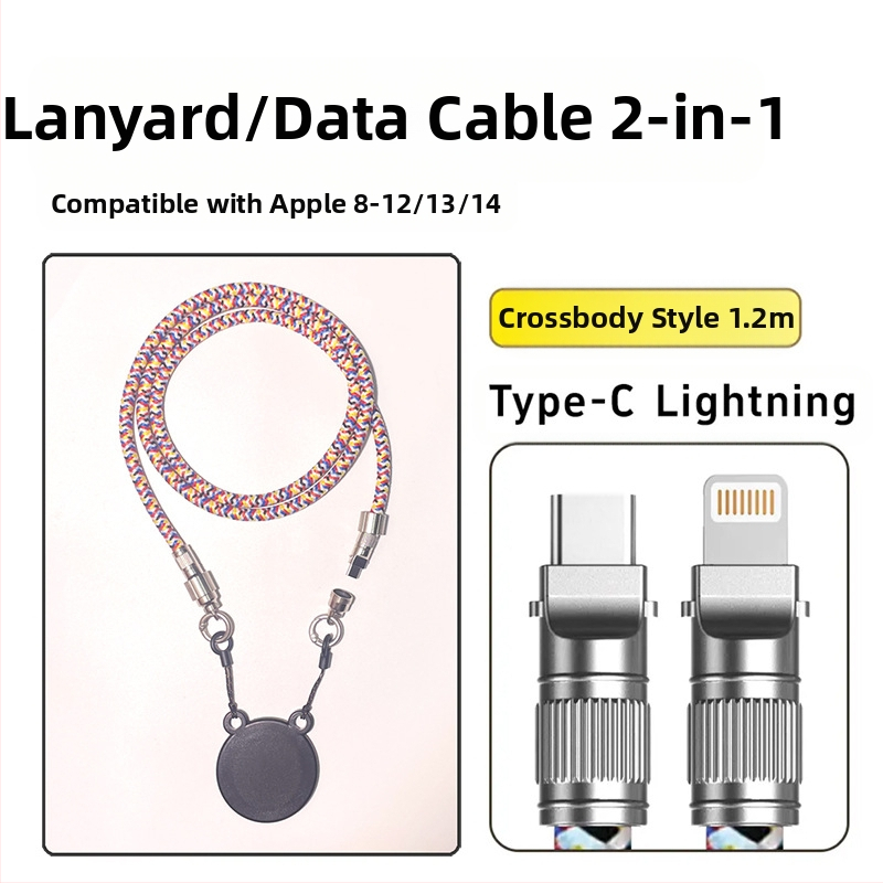 Pandantiv magnetic pentru telefon – două culori, compatibil MagSafe, șnur țesut pentru gât