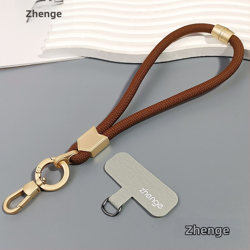 Jane grids Telefonų laikiklis, reguliuojamas riešo dirželis, trumpas pintas virvė, geometrinis pakabukas, daugiafunkcinis lauko aksesuaras