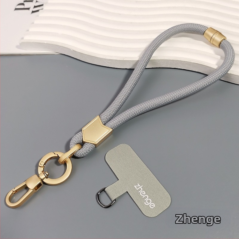 Jane grids Telefonų laikiklis, reguliuojamas riešo dirželis, trumpas pintas virvė, geometrinis pakabukas, daugiafunkcinis lauko aksesuaras