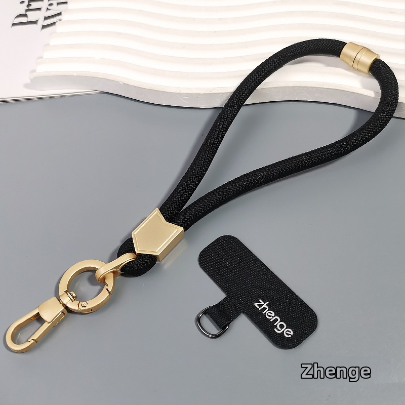 Jane grids Telefonų laikiklis, reguliuojamas riešo dirželis, trumpas pintas virvė, geometrinis pakabukas, daugiafunkcinis lauko aksesuaras