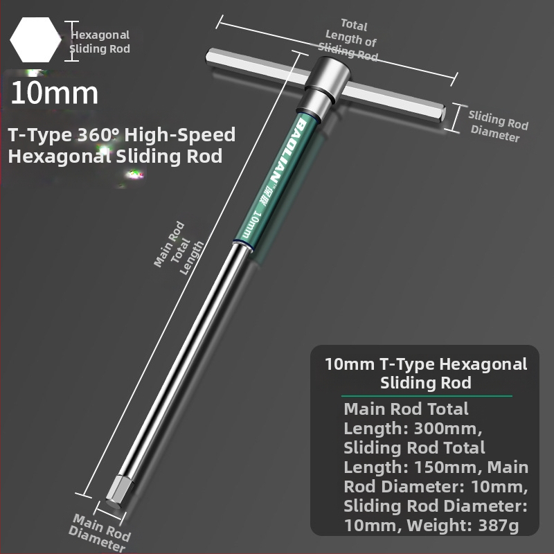Т-образен високоскоростен шестостенен вложков гаечен ключ