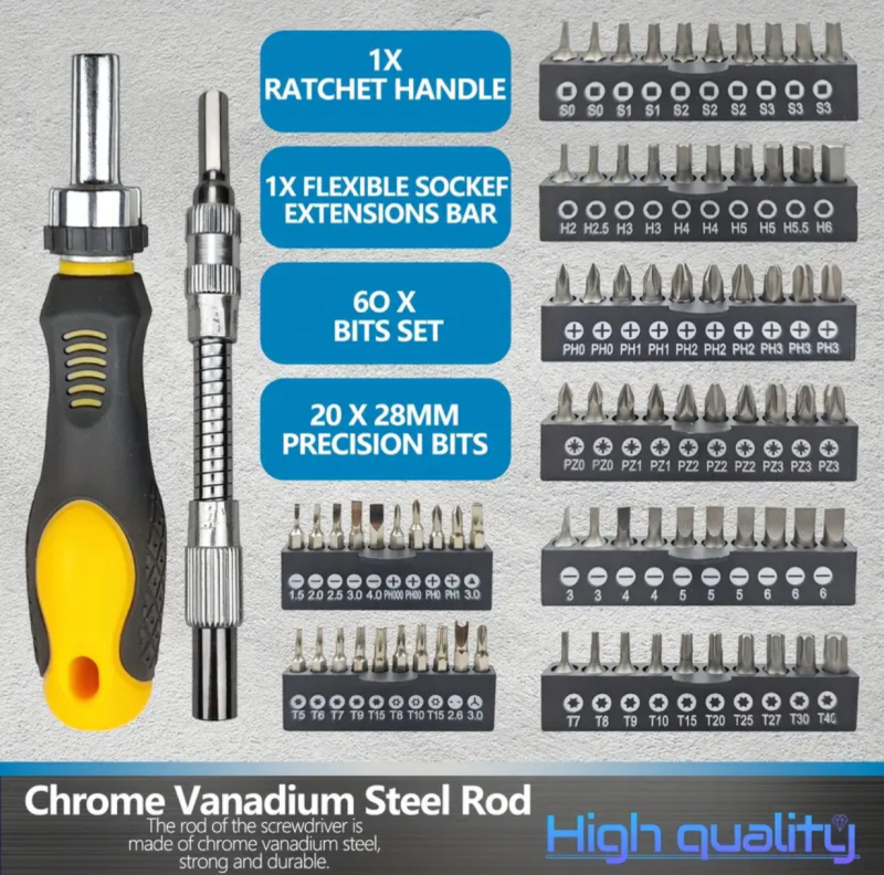 Colleo CV1102 145 τεμάχια σετ κατσαβιδιών, Cr-Mo ατσάλι, πλαστικό πλαίσιο αποθήκευσης, 3,5 kg