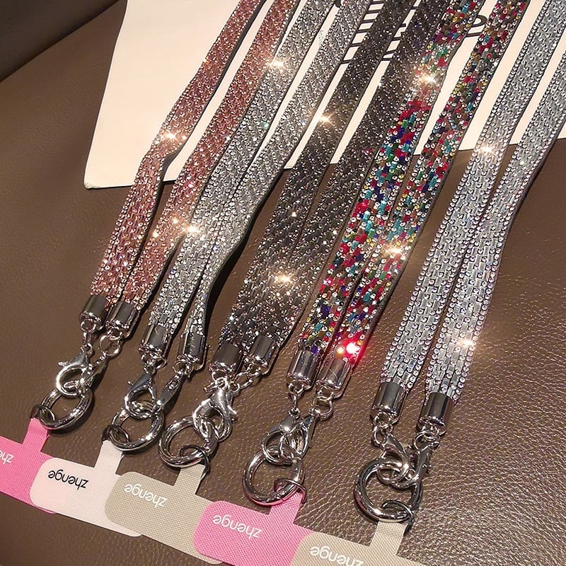 Moteriška telefono pakabukas su deimantiniais blizgučiais, geometrinis pakabukas, daugiafunkcinis