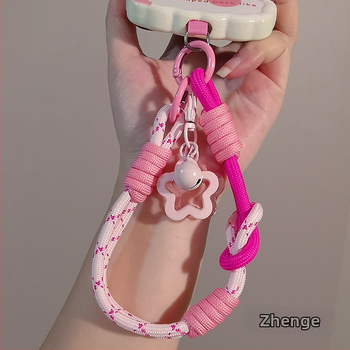 Moteriškas telefono ritė riešui, megztas, reguliuojamas, dvigubos paskirties, rankų darbo, geometrinis pakabukas