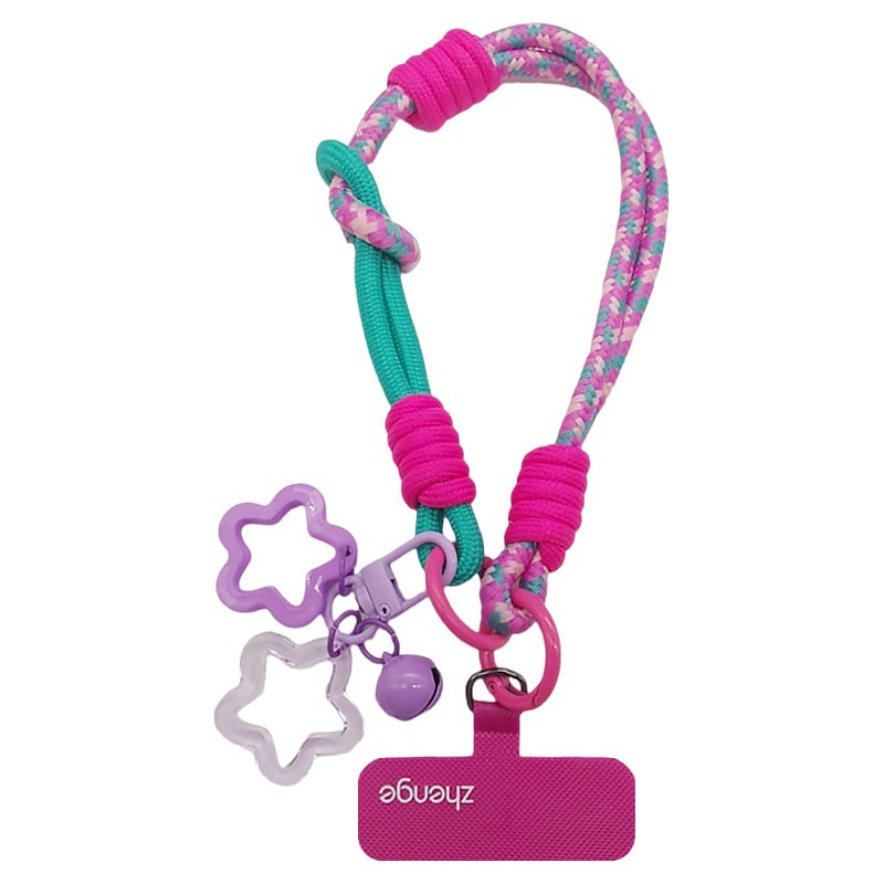 Moteriškas telefono ritė riešui, megztas, reguliuojamas, dvigubos paskirties, rankų darbo, geometrinis pakabukas