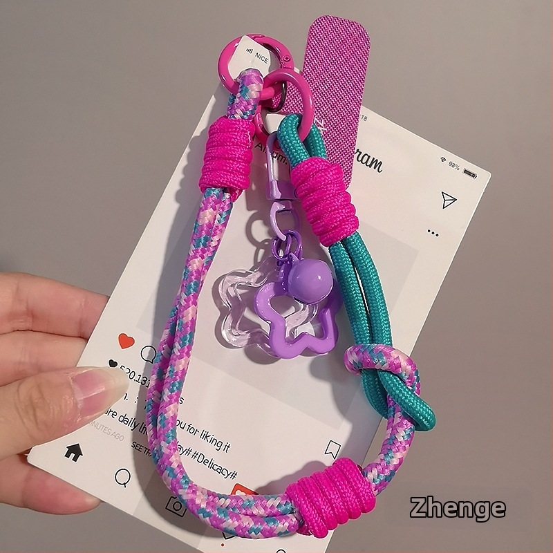 Moteriškas telefono ritė riešui, megztas, reguliuojamas, dvigubos paskirties, rankų darbo, geometrinis pakabukas