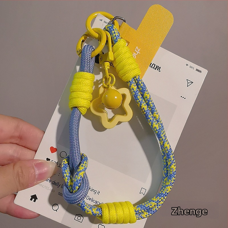 Moteriškas telefono ritė riešui, megztas, reguliuojamas, dvigubos paskirties, rankų darbo, geometrinis pakabukas