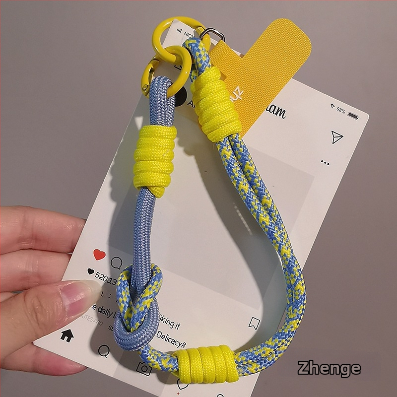 Moteriškas telefono ritė riešui, megztas, reguliuojamas, dvigubos paskirties, rankų darbo, geometrinis pakabukas