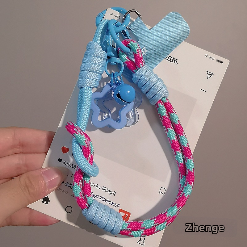 Moteriškas telefono ritė riešui, megztas, reguliuojamas, dvigubos paskirties, rankų darbo, geometrinis pakabukas