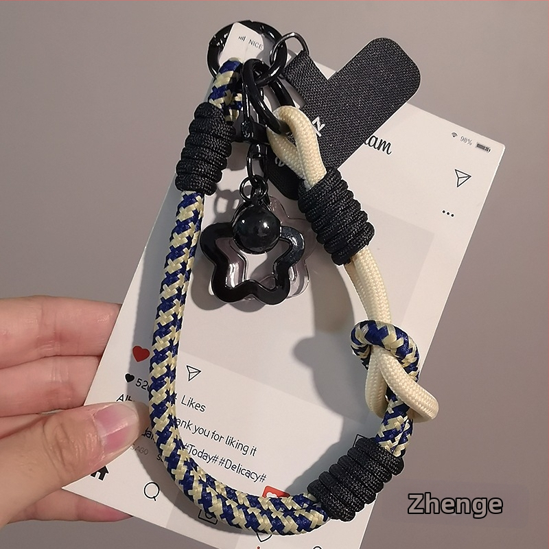 Moteriškas telefono ritė riešui, megztas, reguliuojamas, dvigubos paskirties, rankų darbo, geometrinis pakabukas