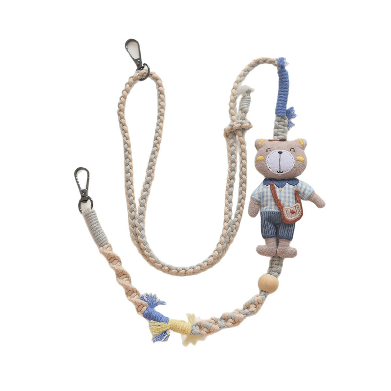 Lanier pentru telefon din sfoară de bumbac, lucrat manual, cataramă metalică, lungime reglabilă, stil feminin