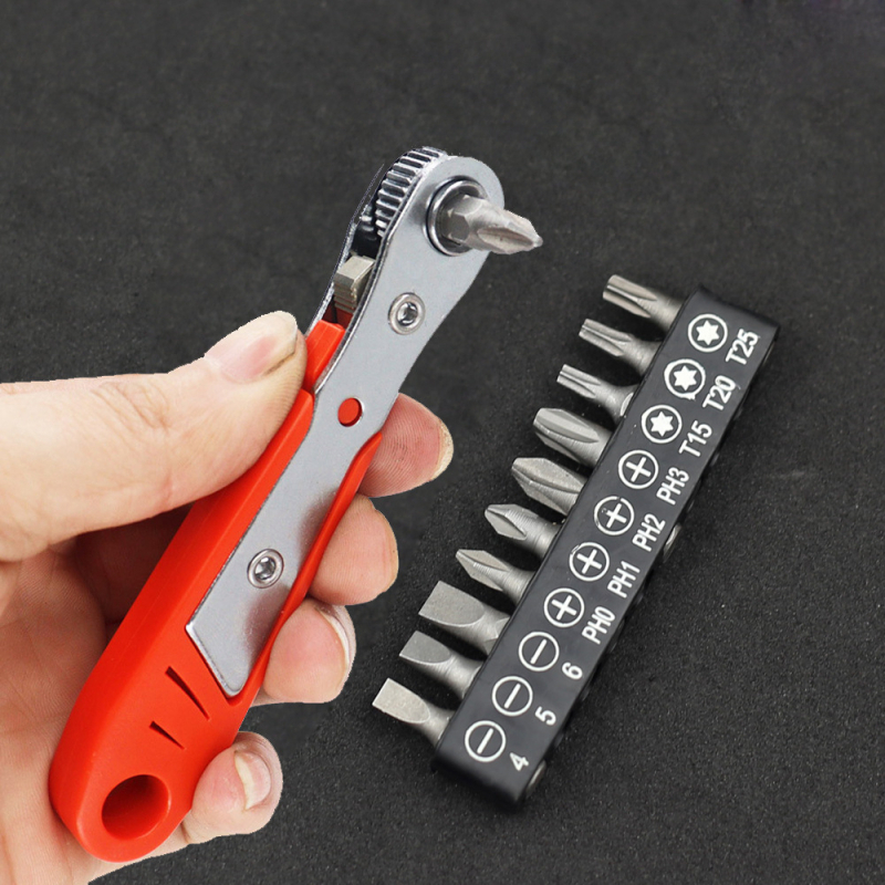 Chiyue 36-зъбен двупосочен трещоточен ключ с бит драйвер, Hex и Torx битове, хром-ванадий стомана, галванизиран, тегло 0.2