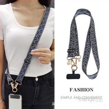 Ланярд за мобилен телефон – регулируем през врата, двупосочен през рамо, ръчно изработен, метална катарама, марка Zhenge, унисекс