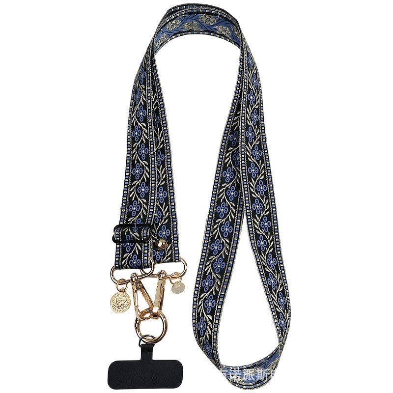 Zhenge mobiltelefon-lanyard – állítható crossbody, kétfunkciós pánt, kézzel készített, fémszeg csat, uniszex