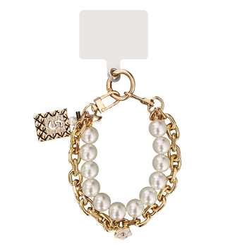 Zhenge rankų darbo moterų telefono laikiklis – perlų dviguba grandinė, multifunkcinis