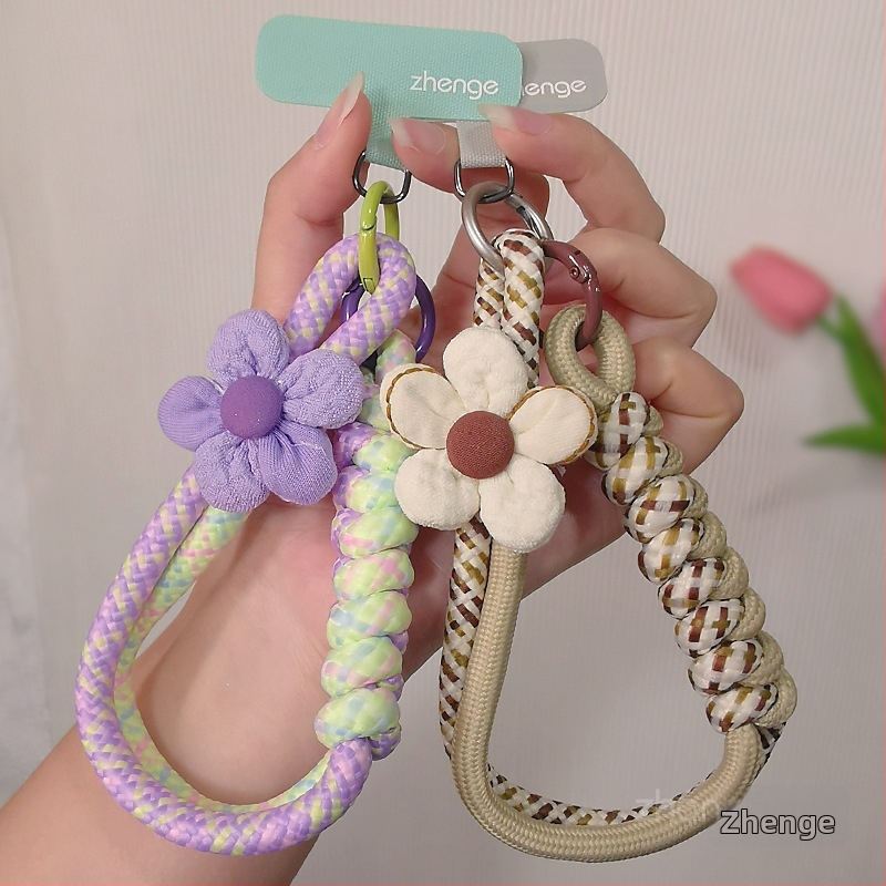 Tālruņa siksniņa ar pītu auklu, roku darbs, ģeometrisks kulons, sievietes rokas siksna