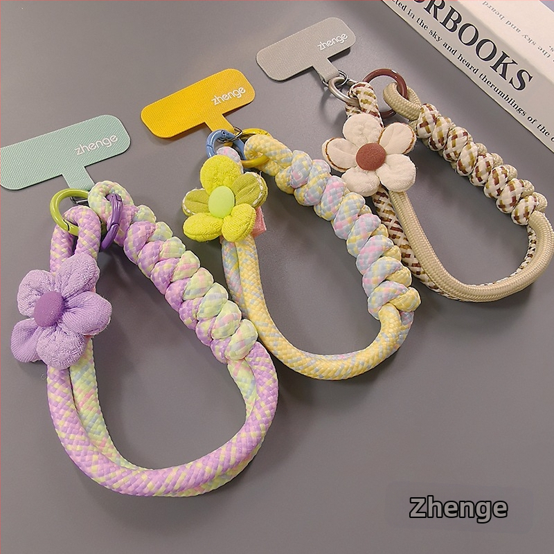 Телефонна каишка с преплетен шнур, ръчна изработка, геометричен висящ елемент