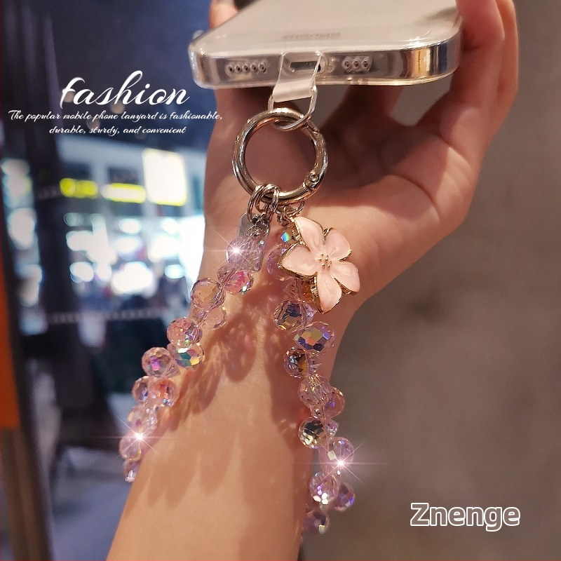 Ръчно изработена верижка за телефон с кристална висулка за жени, геометричен дизайн, мултифункционална