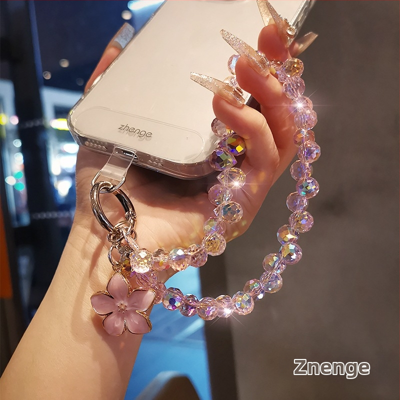 Ръчно изработена верижка за телефон с кристална висулка за жени, геометричен дизайн, мултифункционална