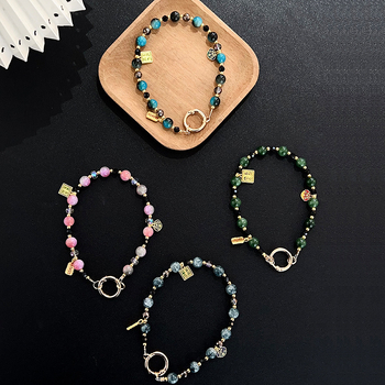 Mobiltelefon nyaklánc — kézzel készített, akril, drótzsinór, fémcsat, uniszex