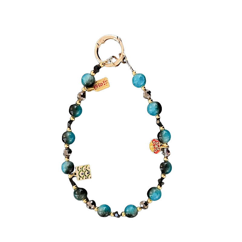 Mobiltelefon nyaklánc — kézzel készített, akril, drótzsinór, fémcsat, uniszex