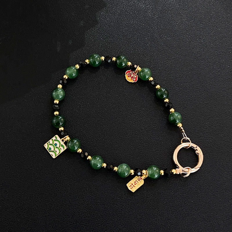 Mobiltelefon nyaklánc — kézzel készített, akril, drótzsinór, fémcsat, uniszex