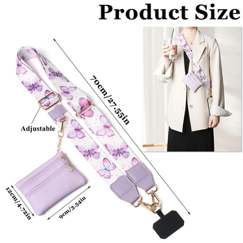 Презрамка за мобилен телефон с отделяща се лента, мултифункционална каишка за китка и PU монетник — възможност за печат на лого