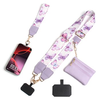 Презрамка за мобилен телефон с отделяща се лента, мултифункционална каишка за китка и PU монетник — възможност за печат на лого