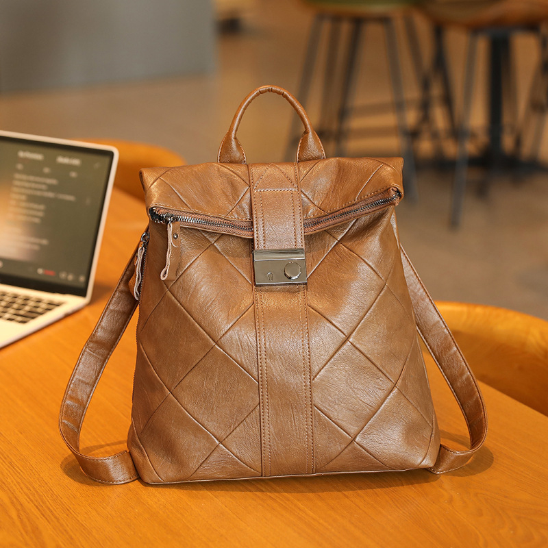 Γυναικείο PU σακίδιο με street τάση, μεγάλη χωρητικότητα, εσωτερικά διαμερίσματα: κρυφή θήκη, θήκη για κινητό και ID, ανθεκτικό στην κλοπή, κλείσιμο με λουκέτο, άνοιξη 2025