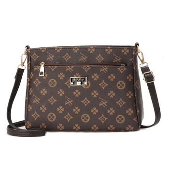 Női PU válltáska, street trend stílus, kis négyzet alakú dizájn, vízszintes négyzet forma, cipzáras nyitás, több belső zseb