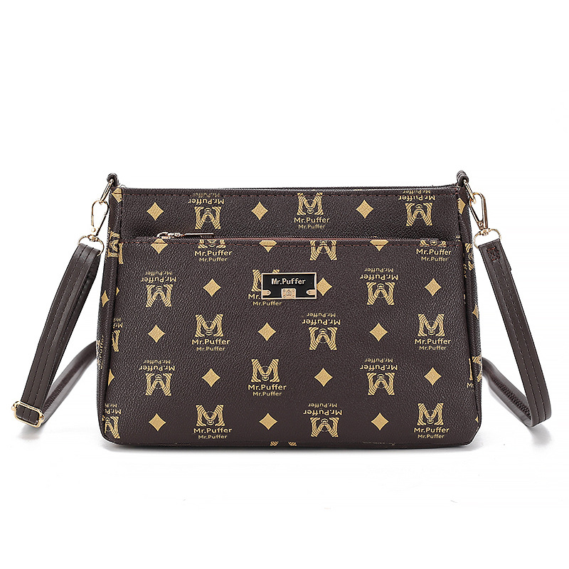 Női PU válltáska, street trend stílus, kis négyzet alakú dizájn, vízszintes négyzet forma, cipzáras nyitás, több belső zseb