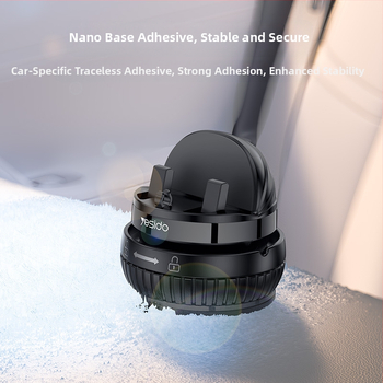 Yesido автомобилен държател за телефон с въртене 360°, вакуумно закрепване към централна конзола, ABS + силикагел, многофункционален