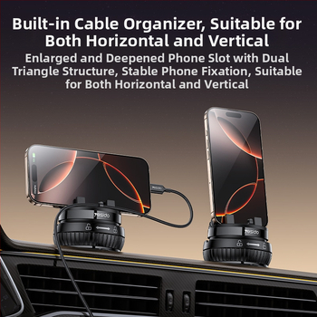 Yesido автомобилен държател за телефон с въртене 360°, вакуумно закрепване към централна конзола, ABS + силикагел, многофункционален