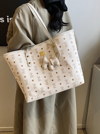 Ženska Tote torba velike kapacitete, PU materijal, vodoravnog kvadratnog oblika, zatvaranje na zip, podstava od poliestera, unutarnja džep sa zipom