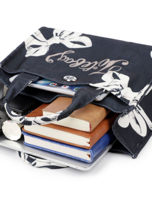 Cherry print vászon tote táska, városi egyszerű stílus, zipzáras zárás, polietilén bélés, nyár 2025 megjelenés