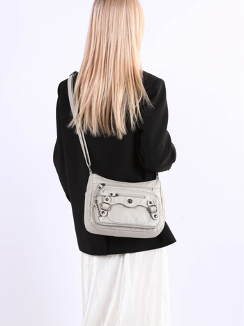 Дамска чанта с множество джобове, PU, хоризонтална квадратна форма, цип за отваряне, вътрешен джоб с цип и междинен слой