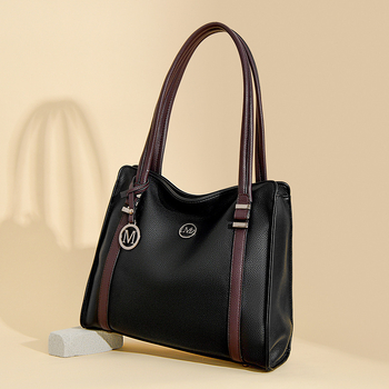 Longyun Tote чанта от естествена кожа за жени, Street Trend стил, хоризонтална квадратна форма, цип за отваряне, вътрешни джобове: джоб с цип, джоб за мобилен телефон, джоб за лична карта