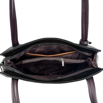 Longyun Tote чанта от естествена кожа за жени, Street Trend стил, хоризонтална квадратна форма, цип за отваряне, вътрешни джобове: джоб с цип, джоб за мобилен телефон, джоб за лична карта