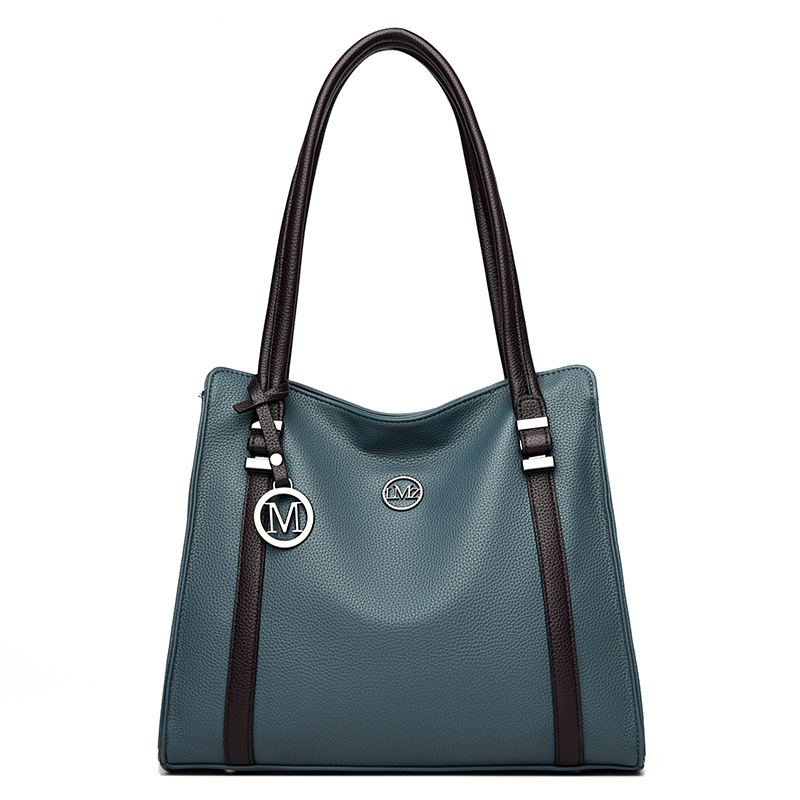 Longyun Női Tote Táska Valódi Bőrből, Street Trend stílus, Vízszintes négyszögletes forma, Cipzáros nyitás, Belső zsegek: cipzáras zseb, telefonzseb, ID zseb