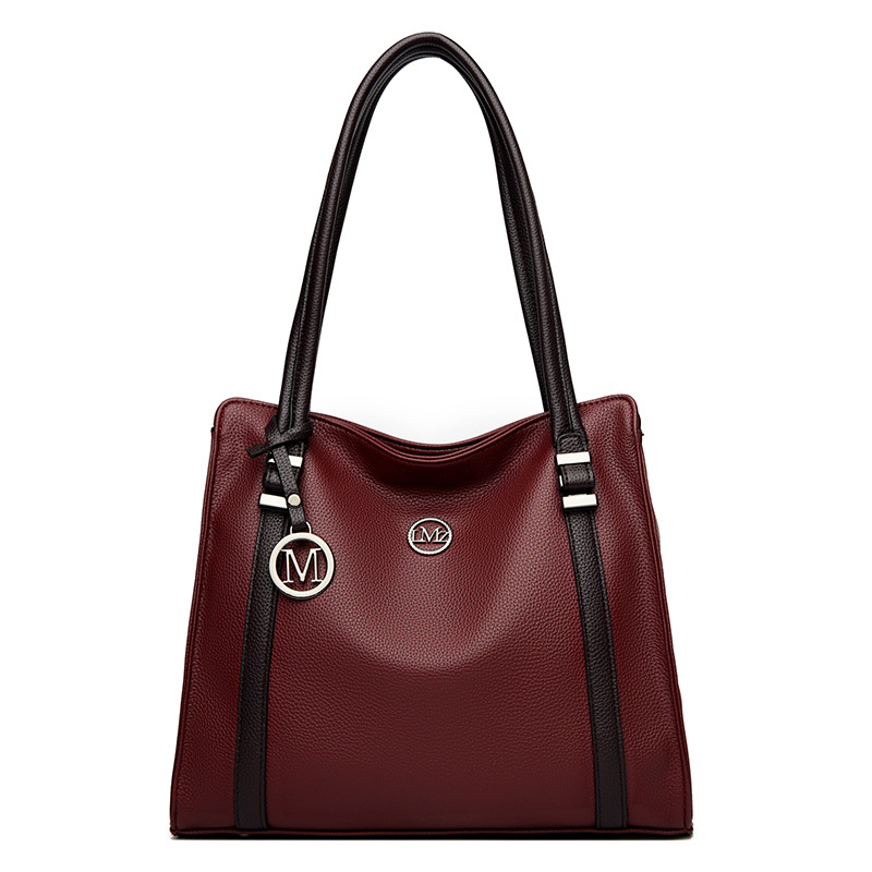 Longyun Női Tote Táska Valódi Bőrből, Street Trend stílus, Vízszintes négyszögletes forma, Cipzáros nyitás, Belső zsegek: cipzáras zseb, telefonzseb, ID zseb